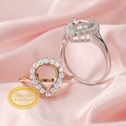 Halo Pear Prong Ring Settings Solid 14K Rose White Gold with Moissanite Accents DIY Bezel Tray for Diamond Gemstones 1294204