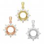 8MM Round Prong Pendant Settings,Flower Solid 925 Sterling Silver Rose Gold Plated Charm,Vintage Pendant Blank Settings,DIY Pendant Supplies 1411339
