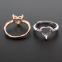 6-9MM heart shape bezel rose gold silver Gemstone CZ stone prong bezel solid 925 sterling silver adjustable ring settings 1294139