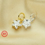 6MM CZ Stone Star Charm,Solid 925 Sterling Silver Gold Plated Pendant Charm,DIY Pendant Charm Supplies 1431192
