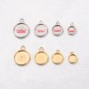 5Pcs 6-12MM Silver Gold Tone Stainless Steel Thick Round Pendant Charm Bezel DIY Supplies Findings 1411220