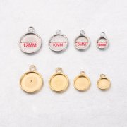 5Pcs 6-12MM Silver Gold Tone Stainless Steel Thick Round Pendant Charm Bezel DIY Supplies Findings 1411220