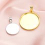 Keepsake Breast Milk Round Solid Back Pendant Bezel Settings,Solid 14K 18K Gold Charm,DIY Memory Jewelry Supplies 1411330