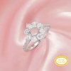 Halo Round Prong Ring Settings,Flower Solid 14K 18K Gold Ring,Vintage Styles Round Moissanite Ring,DIY Ring Supplies For Gemstone 1212134