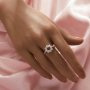 Halo Round Prong Ring Settings,Flower Solid 14K 18K Gold Ring,Vintage Styles Round Moissanite Ring,DIY Ring Supplies For Gemstone 1212134