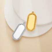 9x23MM Oval Bezel Stainless Steel Pendant Settings,Yellow Gold Silver Pendant Charm,Art Deco Oval Pendant,DIY Pendant Supplies 1431529