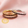 2MM Dainty January Birthstone Eternity Ring Red Garnet Gemstone Wedding Engagement Full Band Stackable Ring Solid 14K Gold Ring 1294302