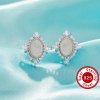 Keepsake Breast Milk Resin 5x7MM Oval Bezel Studs Earrings Blank Settings,Solid 925 Sterling Silver Studs Earring,Vintage Styles Earrings,DIY Earrings Supplies 1706211-1