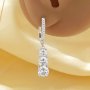 Luxury Round Hoop Earrings With White Cubic Zirconia,Solid 925 Sterling Silver Earrings,3 Stones Round CZ Stone Dainty Earrings 6310108