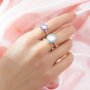 Solid 925 Silver Keepsake Color Birthstones Halo Round Ring Bezel Settings,DIY Rings for Breast Milk Making 1215078