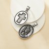 Stainless Steel Praying Hands Cross Pendant,Oval Cross Praying Hands Signet Pendant,Men's Silver Pendant Charm,DIY Pendant Supplies 1431465
