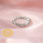 Dainty Moissanite Diamond April Birthstone Stackable Ring Wedding Engagement Full Band Antiqued Marquise Eternity Ring Solid 14K Gold 1294258