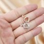 8-12MM Heart Prong Pendant Halo Settings Rose Gold Plated Solid 925 Sterling Silver DIY Supplies 1431108