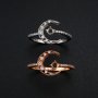 3MM Round Prong Ring Settings Moon Star Rose Gold Plated Solid 925 Sterling Silver Adjustable DIY Ring Bezel 1210106