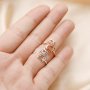 Oval Prong Ring Settings,Cow Solid 925 Sterling Silver Rose Gold Plated Ring,Adjustable Ring,Animal Deco Ring,DIY Ring Supplies 1294650