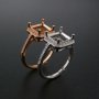 8MM Square Prong Ring Settings Solid 925 Sterling Silver Rose Gold Plated DIY Adjustable Ring Bezel for Gemstone 1294214