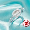 3x6MM Keepsake Breast Milk Resin Rectangle Bezel Ring Settings,Solid 925 Sterling Silver Ring,Pave CZ Stone Solid Back Ring,DIY Ring Supplies 1295050-1