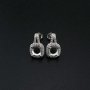 1Pair Round Studs Earrings Settings Halo Pave Solid 925 Sterling Silver Bezel DIY Supplies for Gemstone Jewelry 1702218