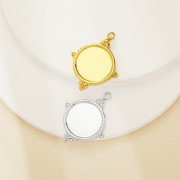 12MM Vintage Styles Round Bezel Stainless Steel Pendant Settings,Yellow Gold Rhodium Round Pendant Charm,DIY Pendant Blank Supplies 1411472