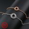 1Pcs 6-8MM Round Prong Bezel Bracelet Settings Halo Rose Gold Plated Solid 925 Sterling Silver Tray for Gemstone 6''+1.6'' 1900245