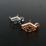 1Pcs 5-10MM Square Prong Pendant Charm Settings Simple Rose Gold Plated Solid 925 Sterling Silver DIY Bezel Tray for Gemstone 1431067