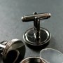 1Pairs 14MM Gun Black Plated Brass Round Bezels Base Tray Setting Photo Frame Custom Cuff Links Wedding Cufflinks Blank 1500042 Model: 1500042