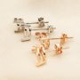 Simple Pear Prong Studs Earrings Blank Settings Rose Gold Plated Solid 925 Sterling Silver DIY Earrings Supplies 1706085
