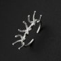 Three Stones Irregular Prong Claw Ring Settings Solid 925 Sterling Silver Raw Stone Adjustable Bezel Ring DIY supplies findings 1212071