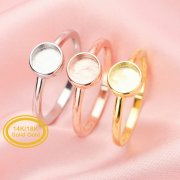 Minimalist Breast Milk Keepsake Resin Round Ring Bezel Settings,Solid 14K 18K Gold Ring,Solid Back Round Ring,DIY Memory Ring Supplies 1215065