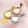 Keepsake Breast Milk Solid 14K Gold Pear Pendant Settings for Gemstone with Moissanite Accents DIY Supplies 1431069-1
