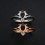 5x7MM Pear Prong Ring Settings Simple Rose Gold Plated Solid 925 Sterling Silver Adjustable Ring Bezel for Gemstone 1294245