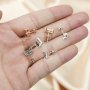 1Pair Multiple Size Prong Bezel Rose Gold Plated Solid 925 Sterling Silver Studs Earrings Blank Settings for Gemstone Moissanite 1706043