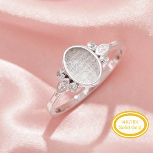 Keepsake Breast Milk Resin Oval Ring Bezel Settings,Vintage Styles Solid 14K 18K Gold Ring,Art Deco Solid Back Ring,DIY Ring Supplies 1222149