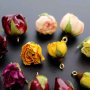 5Pcs 15-20MM Real Pink Preserved Dry Rose Flower with Epoxy Filled DIY Earrings Charm Supplies 1800397