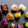 5Pcs 15-20MM Real Pink Preserved Dry Rose Flower with Epoxy Filled DIY Earrings Charm Supplies 1800397