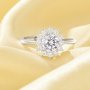 Luxury Sun Flower Simulated Diamond Ring With 6MM Round White Cubic Zirconia,Solid 925 Sterling Silver Ring,Dainty Ring 6210361