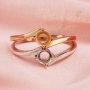 Round Prong Ring Settings Solid 14K Rose White Gold Bypass Shank DIY Bezel Tray for Diamond Gemstones 1210069-1