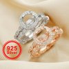 8MM Round Prong Ring Settings,Stackable Solid 925 Sterling Silver Ring,Rose Gold Plated Art Decor Ring Band Stacker Ring,DIY Ring Set 1294508
