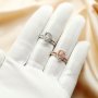 6x8MM Halo Pear Prong Ring Settings Ring,Stackable Solid 925 Sterling Silver Ring,Rose Gold Plated Art Deco Stacker Ring Band 1294432