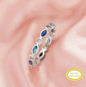 Full Band Keepsake Breast Milk Resin 2MM Round Bezel Ring Settings,Birthstone Solid 14K 18K Gold Ring,Marquise Art Deco Stackable Eternity Ring 1295080