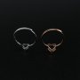 1Pcs 4-13MM Rose Gold Plated Solid 925 Sterling Silver Simple Heart Prong Bezel DIY Adjustable Ring Settings for Gemstone 1294169