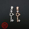 1Pcs 5MM Key Round Prong Pendant Settings Rose Gold Plated Solid 925 Sterling Silver Cabochon Charm Bezel Tray DIY Supplies 1411262