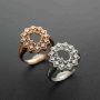 1Pcs Multiple Sizes Luxury Lace Rose Gold Silver Oval Gems Cz Stone Prong Bezel Solid 925 Sterling Silver Adjustable Ring Settings 1224014