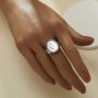 12x16MM Keepsake Breast Milk Resin Oval Bezel Ring,Silver 316L Stainless Steel Tray Bezel Ring,DIY Ring Blank Supplies 1222144