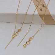 0.9MM Solid 18K Yellow Gold Necklace,Au750 Necklace,18K Gold Adjustable Necklace,Fit For 1MM Beads Chain Necklaace 18'' 1315025
