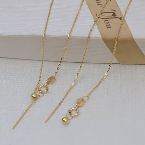 0.9MM Solid 18K Yellow Gold Necklace,Au750 Necklace,18K Gold Adjustable Necklace,Fit For 1MM Beads Chain Necklaace 18\'\' 1315025