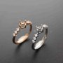 1Pcs 3-7MM Rose Gold Silver Round Gems Cz Stone Prong Bezel Solid 925 Sterling Silver Adjustable Ring Settings 1210030