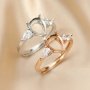 7x9MM Pear Prong Ring Blank Settings Three Stones Bezel Solid 925 Sterling Silver Rose Gold Plated Adjustable Ring Band for Gemstone 1294313