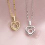 Keepsake Breast Milk Round Halo Heart Prong Pendant Settings Solid 14K Gold Necklace DIY Gemstone Bezel 1411293