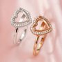 Keepsake Breast Milk Heart Halo Prong Ring Settings Resin Solid 14K Gold Moissanite Accents DIY Ring Blank Band 1294237-1